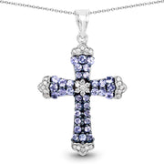 Bids.com 1.84 Carat Genuine Tanzanite and White Zircon .925 Sterling Silver Pendant Pendants White Smoke