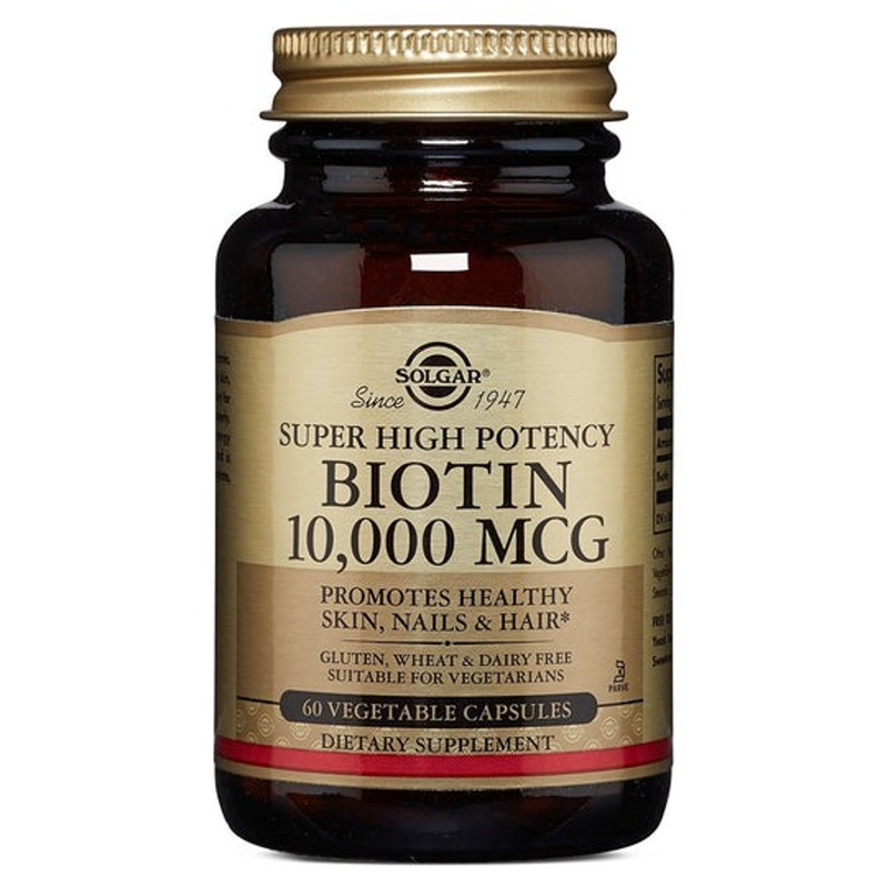 Solgar Solgar Super High Potency Biotin 10,000 Mcg 60 Vegetable Capsules Vitamins & Supplements Black