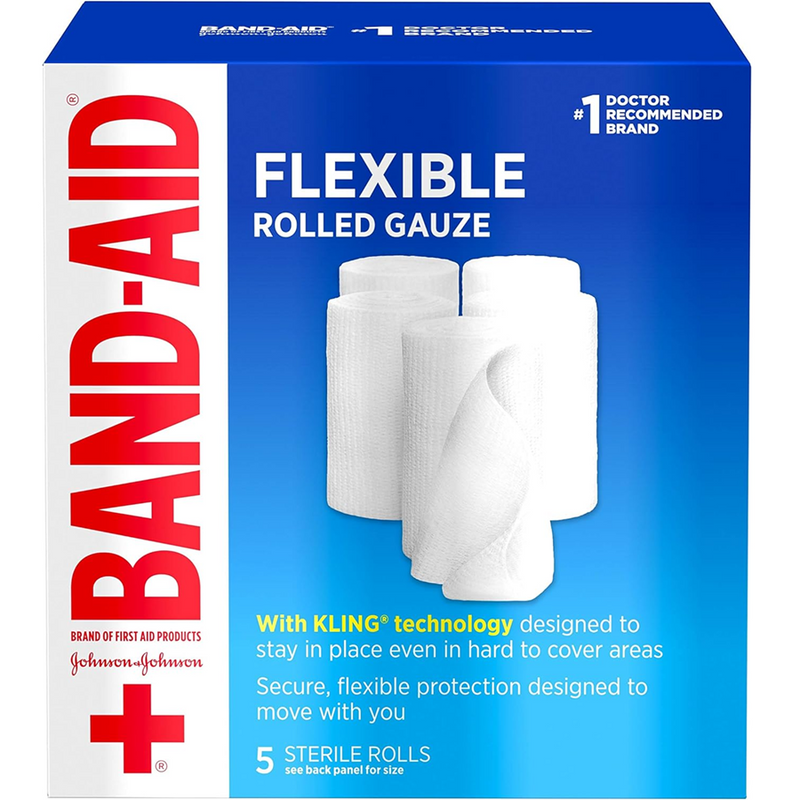 Band-Aid Band-Aid First  Aid Flexible Rolled Medical Gauze 5Ea First Aid White Smoke