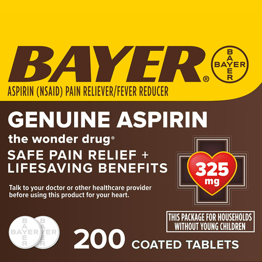 Bayer Bayer Genuine Aspirin 325mg Coated Tablets – 200 ct Value Size Medicine & Drugs Dark Olive Green