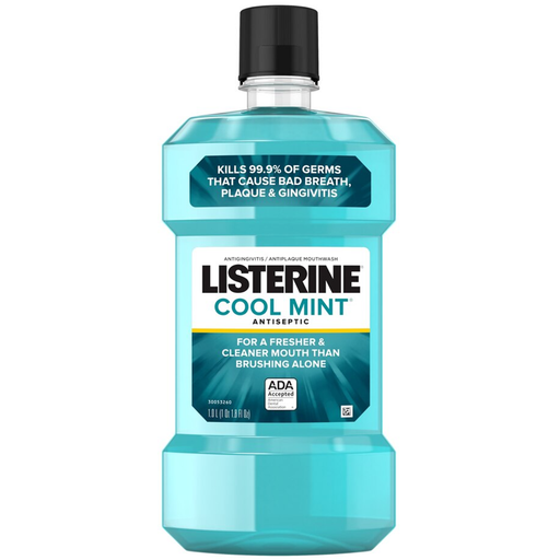 Listerine Listerine Mouthwash, Antiseptic, Cool Mint 33.8 Fl Oz Mouthwash White Smoke
