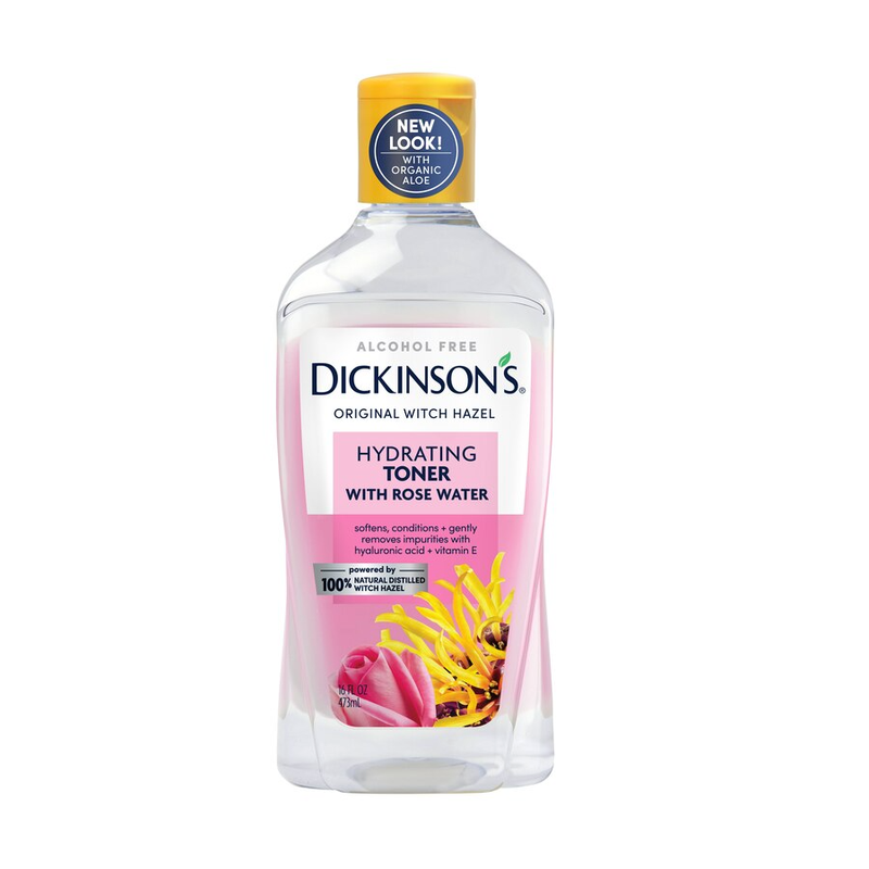 Dickinson's Dickinson's Enhanced Witch Hazel Hydrating Toner With Rosewater, Alcohol Free, 98% Natural Formula, 16 Fl Oz Toners White Smoke