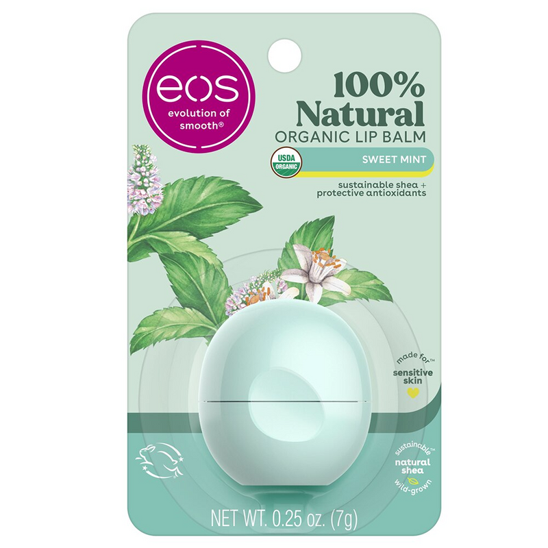 eos Eos  Organic 100% Natural Shea  Lip Balm Sweet Mint 0.25 Oz Lip Balms & Treatments Light Gray