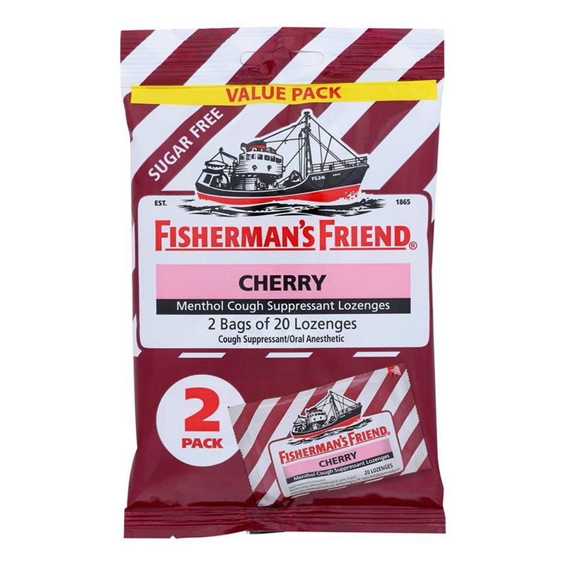 Fisherman's Friend Fisherman's Friend Menthol Cough Suppressant Lozenges, Sugar Free, Cherry, 40 Lozenges Health & Beauty Brown