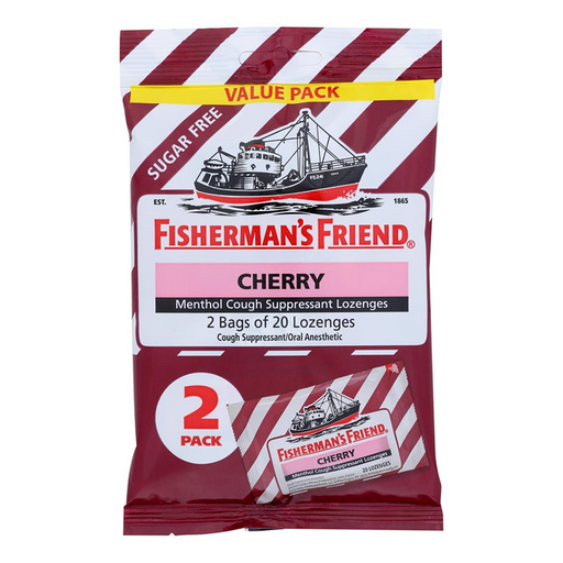 Fisherman's Friend Fisherman's Friend Menthol Cough Suppressant Lozenges, Sugar Free, Cherry, 40 Lozenges Health & Beauty Brown