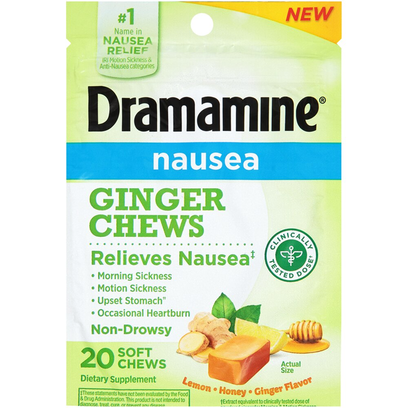 Dramamine Dramamine Nausea Relief Soft Chews - Ginger, Lemon, Honey Health & Beauty White Smoke