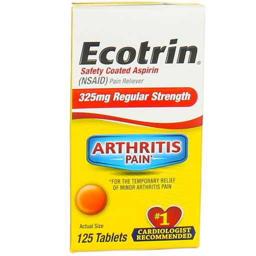 Ecotrin Ecotrin Regular Strength Safety Coated Aspirin 325mg, 125 Tablets Health & Beauty Gold