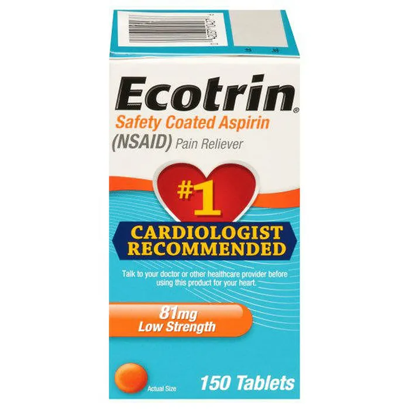 Ecotrin Ecotrin Low Dose Safety Coated Aspirin 81mg, 150 Tablets – 5 Month Supply Medicine & Drugs Medium Turquoise