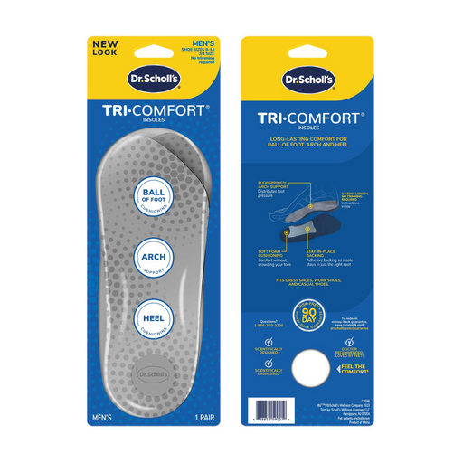 Dr. Scholl's Dr. Scholl's Tri- Comfort Mens  Mens Insoles Medium  Size 8-12 1 Ea Insoles & Inserts White Smoke