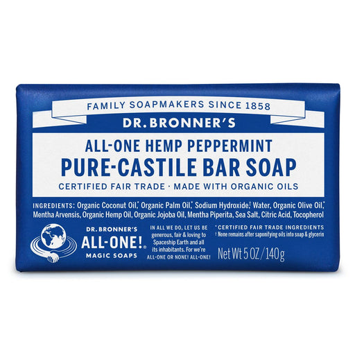 Dr Bronner's Dr Bronner's Bar Soap, Pure Castile, All One Hemp, Peppermint 5 Oz Bar Soap Alice Blue