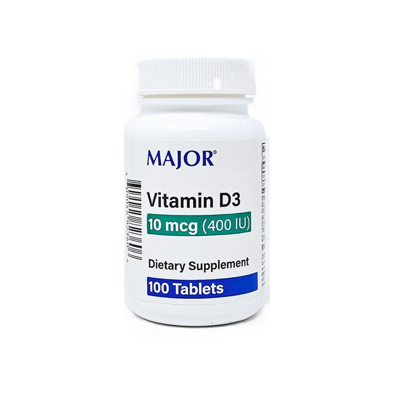 Major Major 10 Mcg Vitamin D3 100 Tablets Vitamins & Supplements Lavender