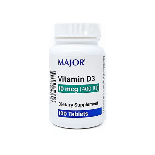 Major Major 10 Mcg Vitamin D3 100 Tablets Vitamins & Supplements Lavender
