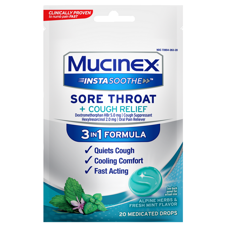 Mucinex Mucinex® InstaSoothe™ Sore Throat + Cough Relief Drops - Alpine Herb & Fresh Mint (40 ct.) Respiratory Care Lavender