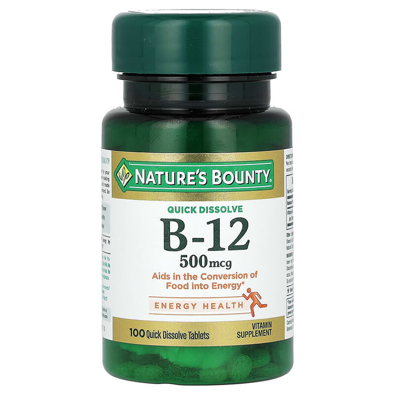 Nature's Bounty Nature's Bounty Vitamin B-12, Natural Cherry, 500 Mcg, 100 Quick Dissolve Tablets Vitamins & Supplements White Smoke