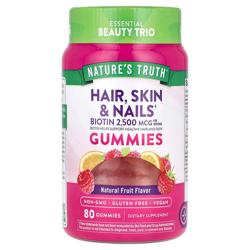 Nature's Truth Nature's Truth Hair Skin & Nails Gummies  Fruit 89 Ct Vitamins & Supplements White Smoke