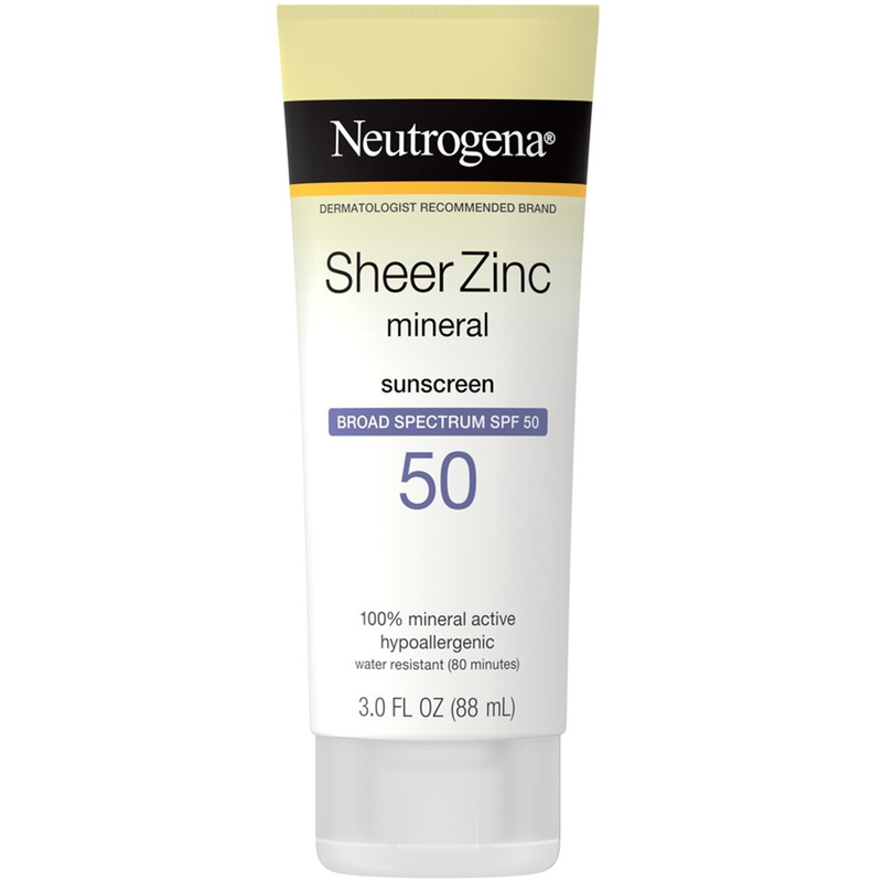 Neutrogena Neutrogena Sheer Zinc Oxide Dry-Touch Sunscreen Lotion With Broad Spectrum SPF 50 UVA/UVB Protection, Water-Resistant, Hypoallergenic & Non-Greasy Mineral Sunscreen, Paraben-Free, 3 Fl. Oz Sunscreen White Smoke