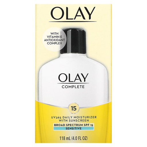 Olay Olay Complete, Sensitive UV 365 Broad Spectrum SPF 15 Daily Moisturizer With Sunscreen, 4 Fl Oz Face Moisturizer Beige