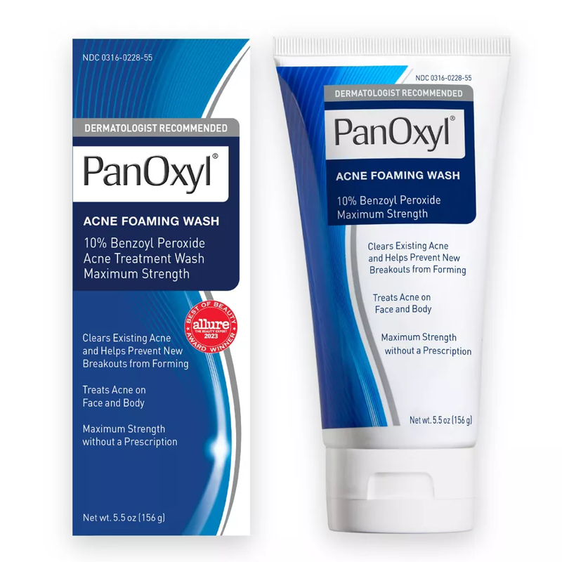 PanOxyl PanOxyl Acne Foaming Wash with 10% Benzoyl Peroxide, Maximum Strength, 5.5 oz Skin Care White Smoke