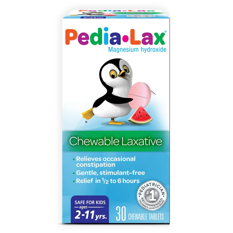 Pedia-Lax Pedia-Lax Oral Saline Laxative Gentle & Safe Constipation Relief For Kids Watermelon Flavor 30 Chewable Tablets Health & Beauty White Smoke
