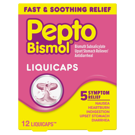 Pepto Bismol Pepto Bismol LiquiCaps - Rapid Relief From Nausea, Heartburn, Indigestion, Upset Stomach, Diarrhea Health & Beauty Pale Violet Red