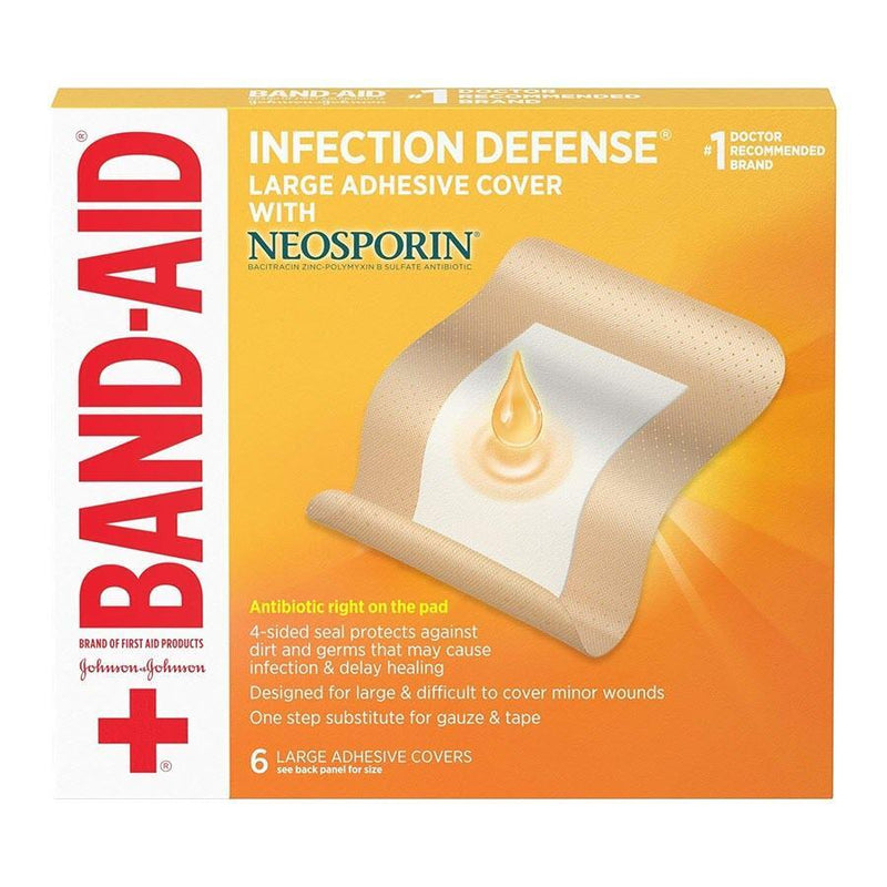 Band-Aid Band-Aid Infection Defense Adhesive Wound Covers With Neosporin Ointment, Large, 6ct Medical Tape & Bandages Coral