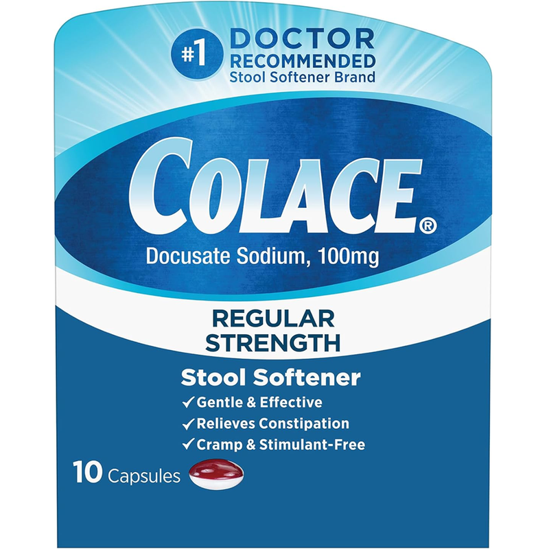 Colace Colace Regular Strength Stool Softener, 100 Mg Capsules, 10ct Medicine & Drugs Dark Cyan
