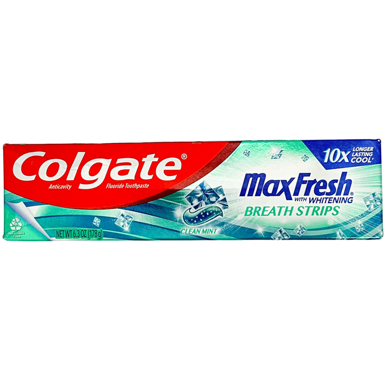 Colgate Colgate Max Fresh Whitening Anticavity Fluoride Toothpaste With Breath Strips, Clean Mint Toothpaste Red