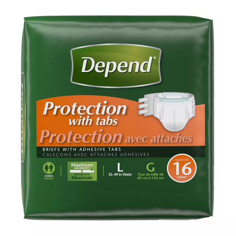 Depend Depend Fresh Protection Incontinence Briefs with Tabs, Maximum Absorbency, Large – 16 Count Incontinence Aids Dark Slate Gray
