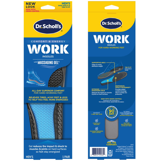 Dr. Scholl's Dr. Scholl's Comfort & Energy Work Massaging Gel Advanced Insoles For Men - Size (8-14) Health & Beauty White Smoke
