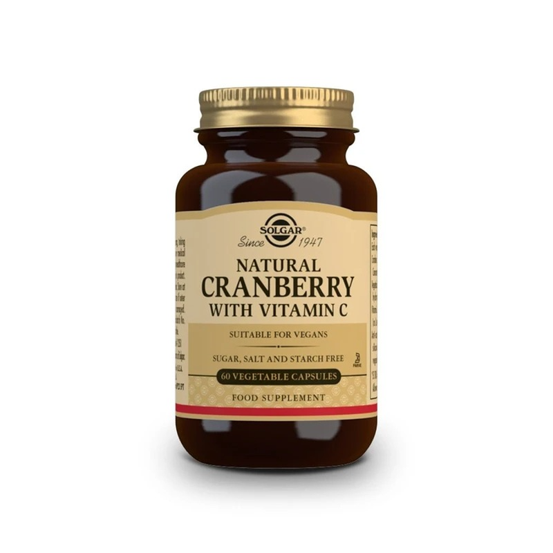 Solgar Solgar Natural Cranberry With Vitamin C 60 Vegetable Capsules Vitamins & Supplements Black