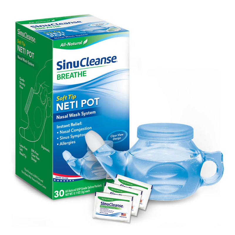 SinuCleanse SinuCleanse Neti Pot All Natural Nasal Wash System Kit, 30 Saline Packets Health & Beauty White Smoke