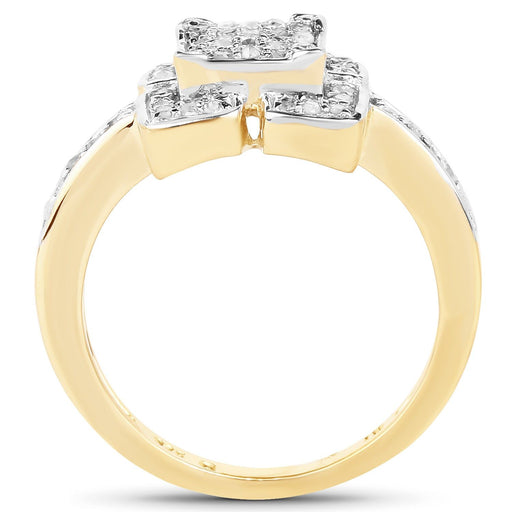 Bids.com 14K Yellow Gold Plated 0.24 Carat Genuine White Diamond .925 Sterling Silver Ring Rings White Smoke size 6.00,size 7.00,size 8.00,size 9.00