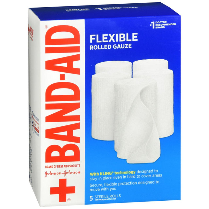 Band-Aid Band-Aid Brand Flexible Rolled Gauze – 5 Rolls First Aid Lavender