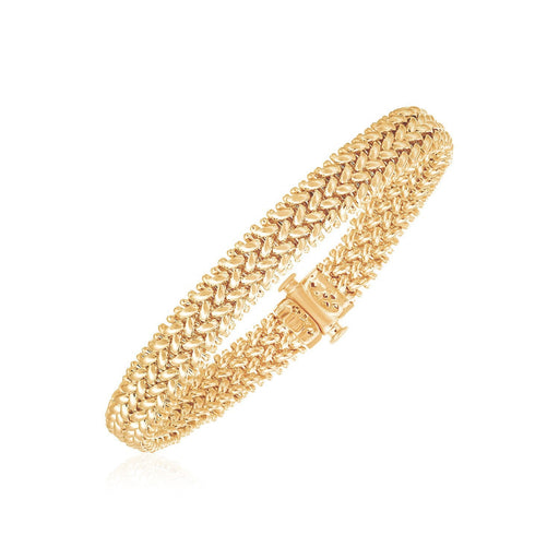 Bids.com 14k Yellow Gold High Polish Thick Braided Bracelet (8.8mm) Bracelets White Smoke 7 / Yellow Gold