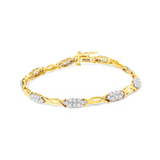 Bids.com 10K Yellow Gold 1.00 Cttw Round-Cut Diamond Spiral Link 7" Bracelet (H-I Color, I2-I3 Clarity) Bracelets White Smoke Yellow.Gold / 7