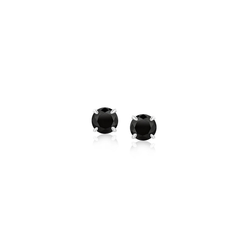 Bids.com 14k White Gold Stud Earrings with Black 4mm Cubic Zirconia Earrings White Smoke White Gold