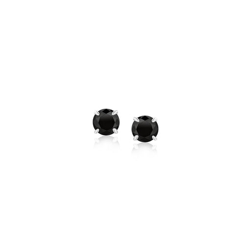 Bids.com 14k White Gold Stud Earrings with Black 4mm Cubic Zirconia Earrings White Smoke White Gold