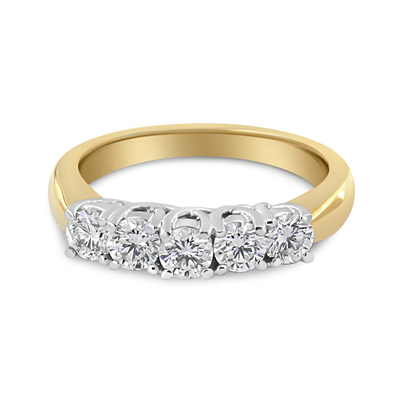 Bids.com 18K Yellow Gold 1.0 Cttw 4 Prong Set Round Cut Diamond Step up 5 Stone Ring Band (F-G Color, SI1-SI2 Clarity) - Size 6 Rings White Smoke 8.5 / Yellow.Gold,8 / Yellow.Gold,7 / Yellow.Gold,6 / Yellow.Gold