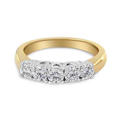 Bids.com 18K Yellow Gold 1.0 Cttw 4 Prong Set Round Cut Diamond Step up 5 Stone Ring Band (F-G Color, SI1-SI2 Clarity) - Size 6 Rings White Smoke 8.5 / Yellow.Gold,8 / Yellow.Gold,7 / Yellow.Gold,6 / Yellow.Gold
