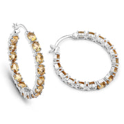 Bids.com 4.80 Carat Genuine Citrine .925 Sterling Silver Earrings Earrings White Smoke