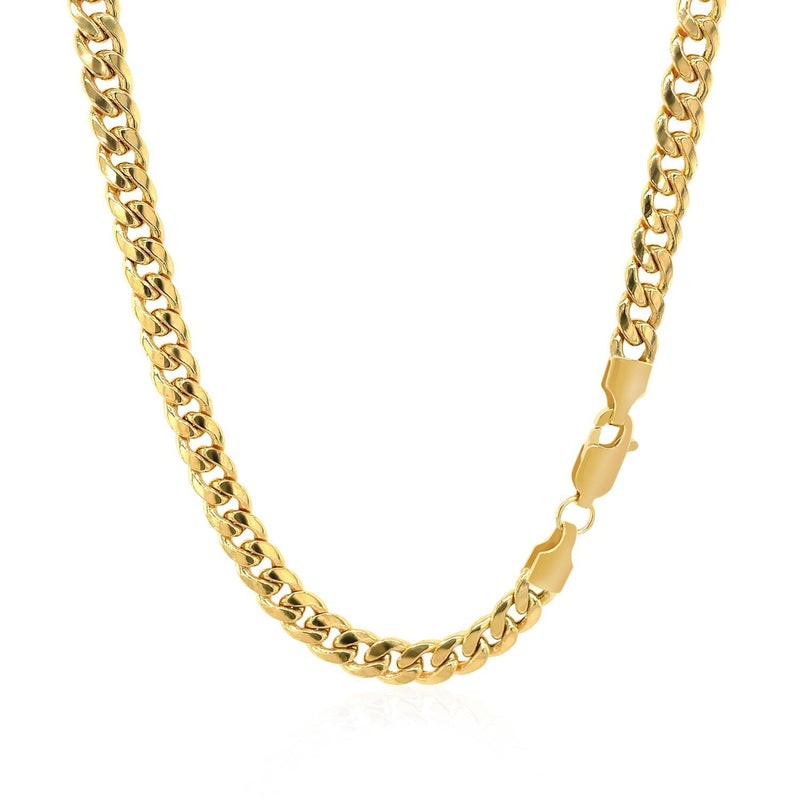 Bids.com 10k Yellow Gold Miami Cuban Semi Solid Chain (4.50 mm) Necklaces White Smoke 20 / Yellow Gold,22 / Yellow Gold