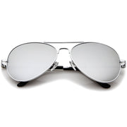 zeroUV Premium Military Mirrored Lens Metal Aviator Sunglasses 1375 58mm Sunglasses White Smoke Silver