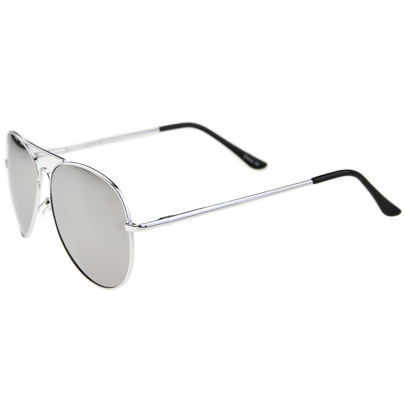zeroUV Premium Military Mirrored Lens Metal Aviator Sunglasses 1375 58mm Sunglasses White Smoke Silver,Gunmetal,Gold,Black,3 Pack (Silver/Gold/Gunmetal)