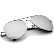 zeroUV Premium Military Mirrored Lens Metal Aviator Sunglasses 1375 58mm Sunglasses White Smoke Silver,Gunmetal,Gold,Black,3 Pack (Silver/Gold/Gunmetal)