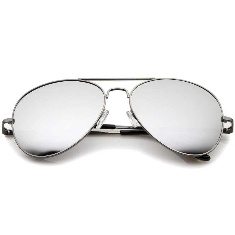 zeroUV Premium Military Mirrored Lens Metal Aviator Sunglasses 1375 58mm Sunglasses White Smoke Gunmetal
