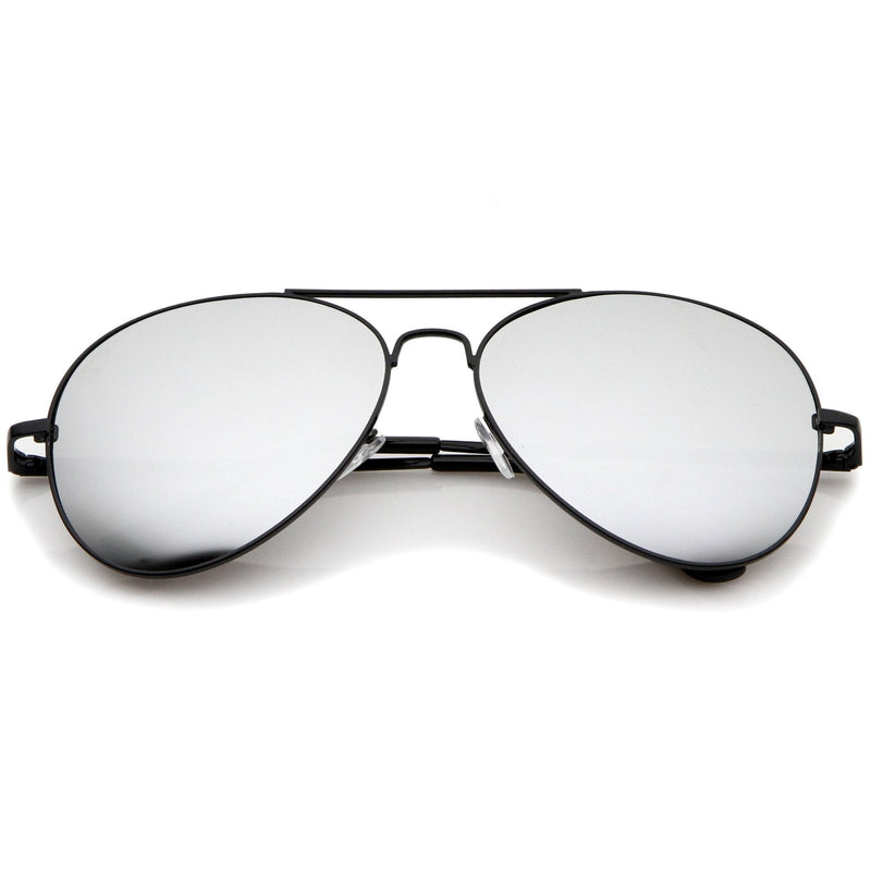 zeroUV Premium Military Mirrored Lens Metal Aviator Sunglasses 1375 58mm Sunglasses Lavender Black
