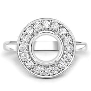 Bids.com 0.48 Carat Genuine White Diamond 14K White Gold Semi Mount Ring - holds 8.00mm Round Gemstone Rings White Smoke size 7.00,size 6.00,size 8.00