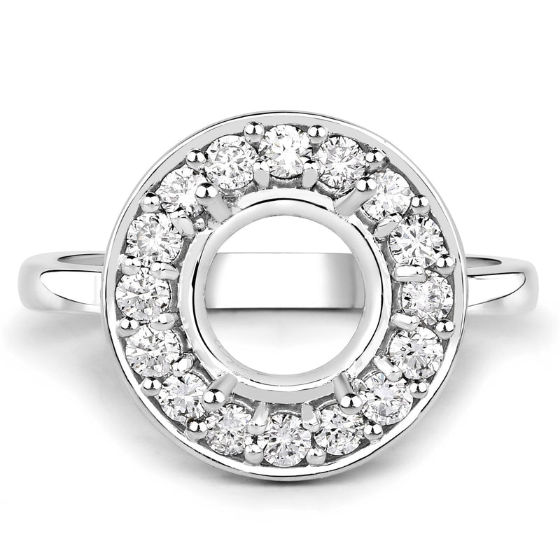 Bids.com 0.48 Carat Genuine White Diamond 14K White Gold Semi Mount Ring - holds 8.00mm Round Gemstone Rings White Smoke size 7.00,size 6.00,size 8.00