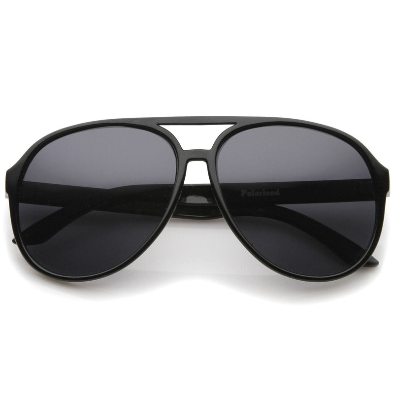 zeroUV Retro 1980's Fashion Plastic Aviator Polarized Lens Sunglasses 6119 Sunglasses Dark Slate Gray Black
