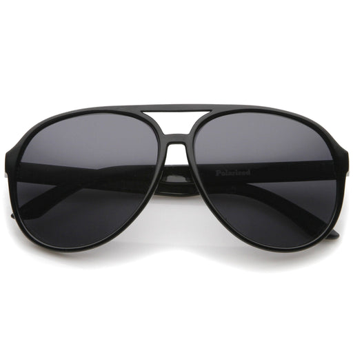zeroUV Retro 1980's Fashion Plastic Aviator Polarized Lens Sunglasses 6119 Sunglasses Dark Slate Gray Black